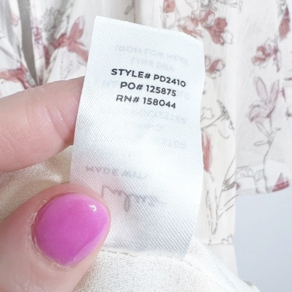 Lulus Women's Floral V-Neck Back Cut Out Neutral Flowy Sheer Ruffle Mini Dress - Picture 16 of 16